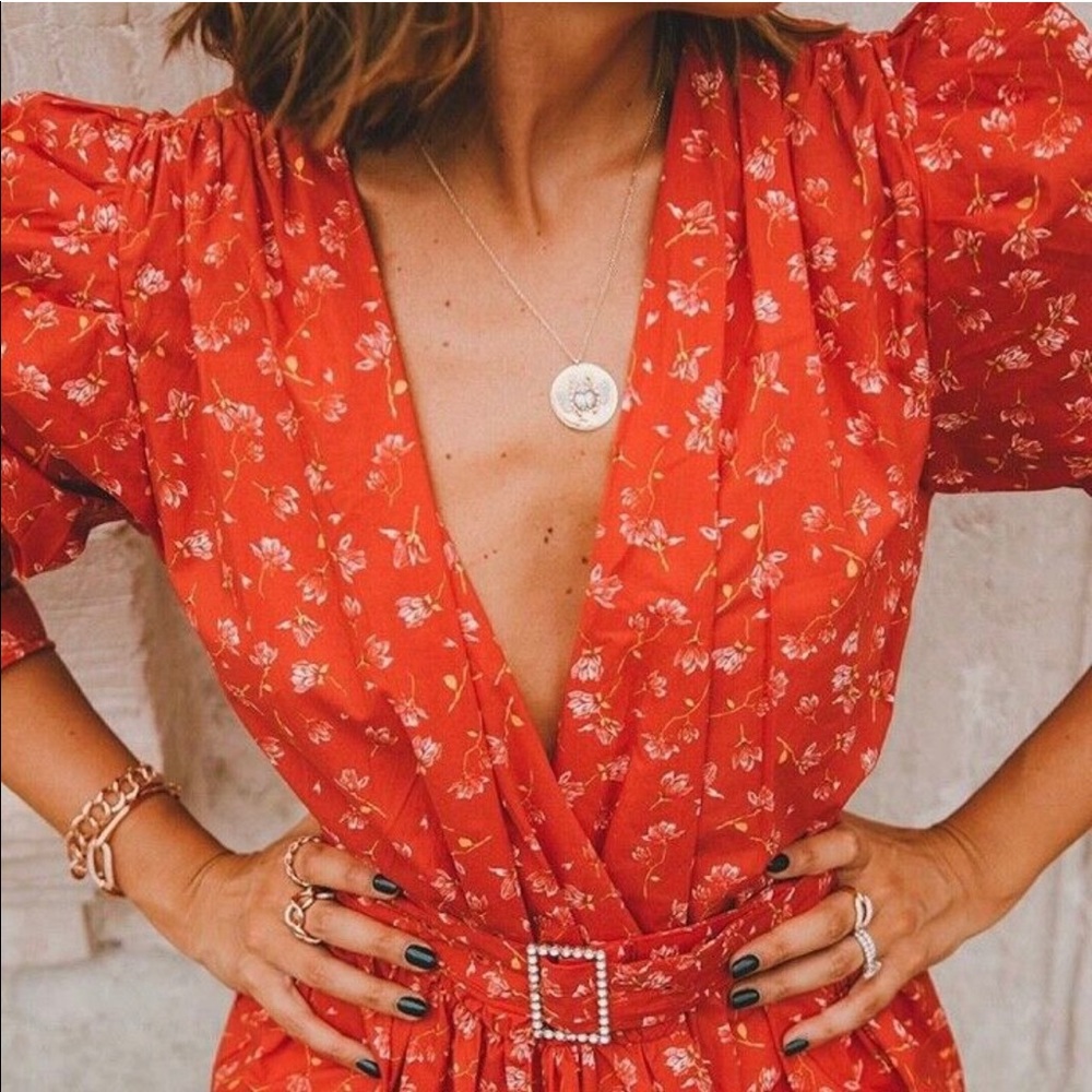 ZARA FLORAL ORANGE PRINT TOP - Picture 3 of 12
